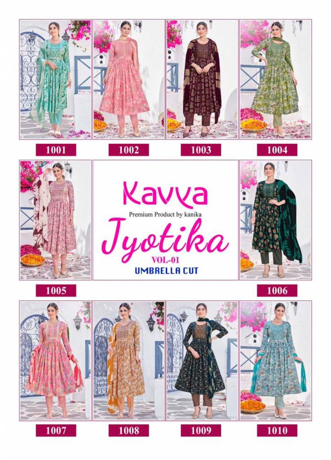 Jyotika Vol 1 By Kavya Alia Cut Printed Kurti With Bottom Dupatta Wholesale Shop In Surat